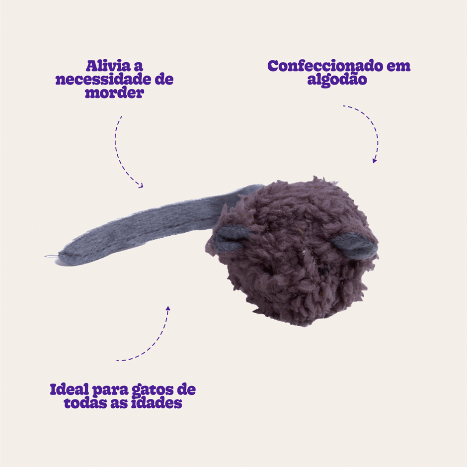 Pelúcia Kroco Rato Cinza para Gatos - Tam. Único