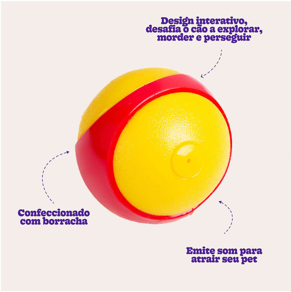 Brinquedo Kroco Bolinha de Borracha Apito Vermelho para Cães - Tam. G
