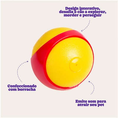 Brinquedo Kroco Bolinha de Borracha Apito Vermelho para Cães
