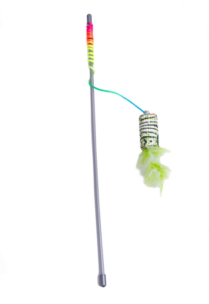 Brinquedo Kroco Varinha Plumas Verde para Gatos - Tam. Único