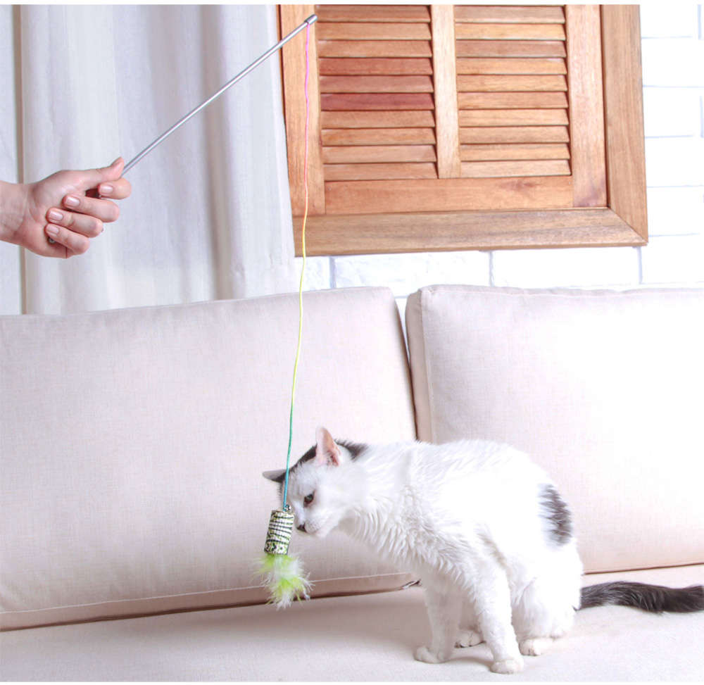 Brinquedo Kroco Varinha Plumas Verde para Gatos - Tam. Único
