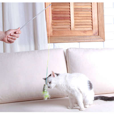 Brinquedo Kroco Varinha Plumas Verde para Gatos