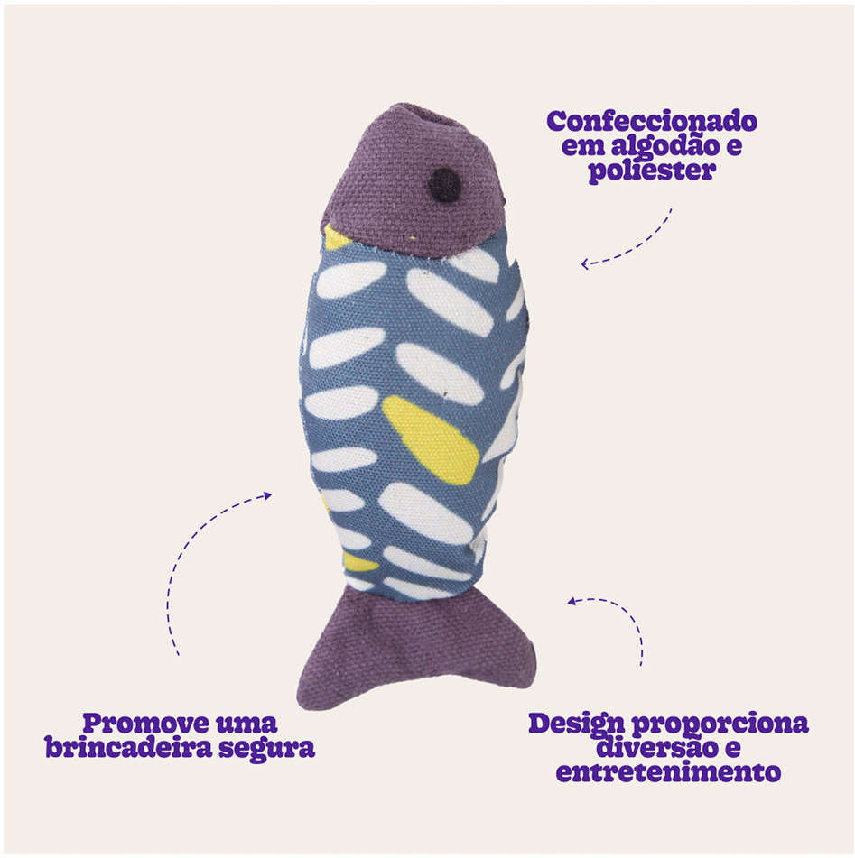 Brinquedo Kroco Peixe Cinza para Gatos - Tam. Único