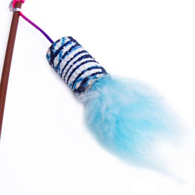 Brinquedo Kroco Varinha Plumas Azul para Gatos