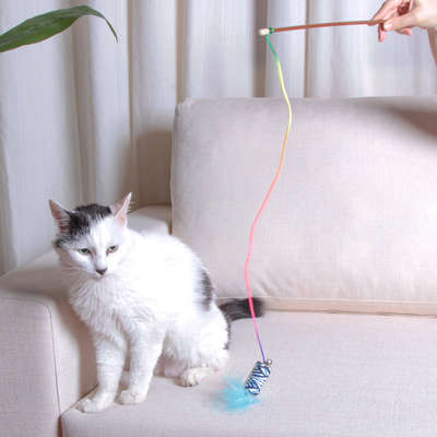 Brinquedo Kroco Varinha Plumas Azul para Gatos