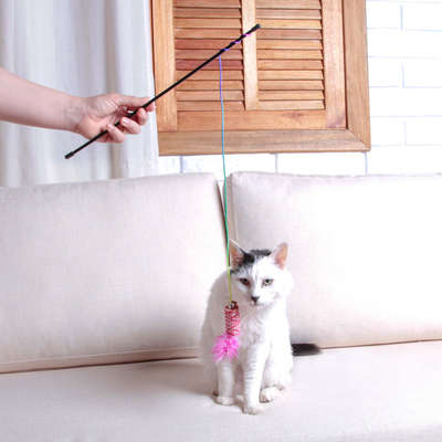 Brinquedo Kroco Varinha Rosa para Gatos