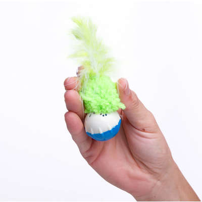 Brinquedo Kroco Bolinha Pelúcia com Penas Verde para Gatos
