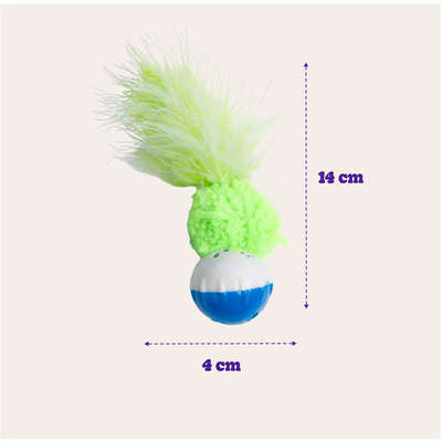 Brinquedo Kroco Bolinha Pelúcia com Penas Verde para Gatos