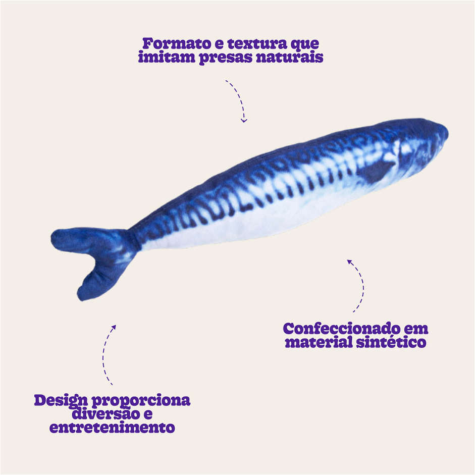 Pelúcia Kroco Peixe Manjuba Azul Claro para Gatos - Tam. Único