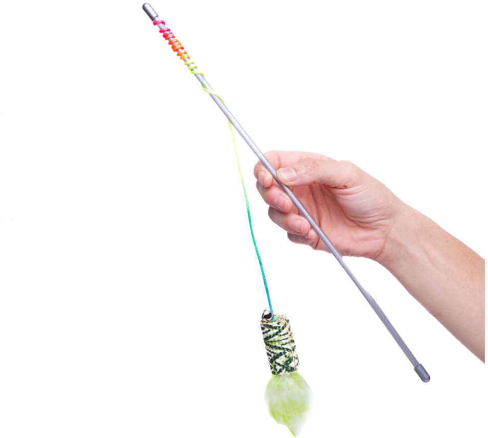 Brinquedo Kroco Varinha Plumas Verde para Gatos - Tam. Único