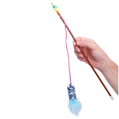 Brinquedo Kroco Varinha Plumas Azul para Gatos