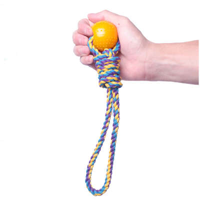 Brinquedo Kroco Puxador com Bolinha Amarelo para Cães