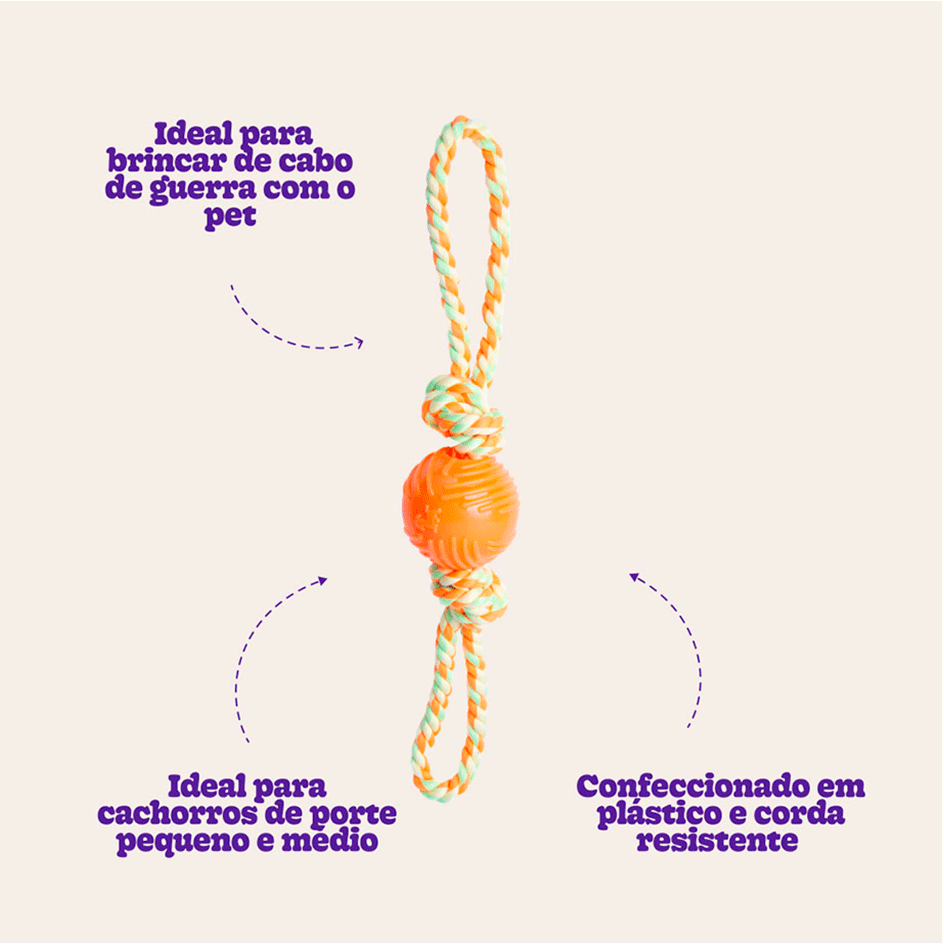 Brinquedo Kroco Cabo de Guerra com Bola para Cães - Tam. Único