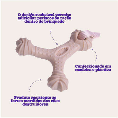 Mordedor Kroco Wishbone Texturizado Wood Bege para Cães
