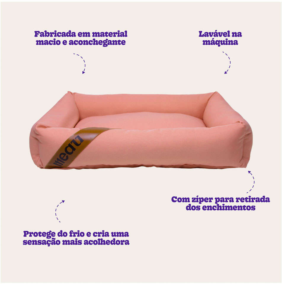 Cama Meau Faixa Rosa - Tam. M