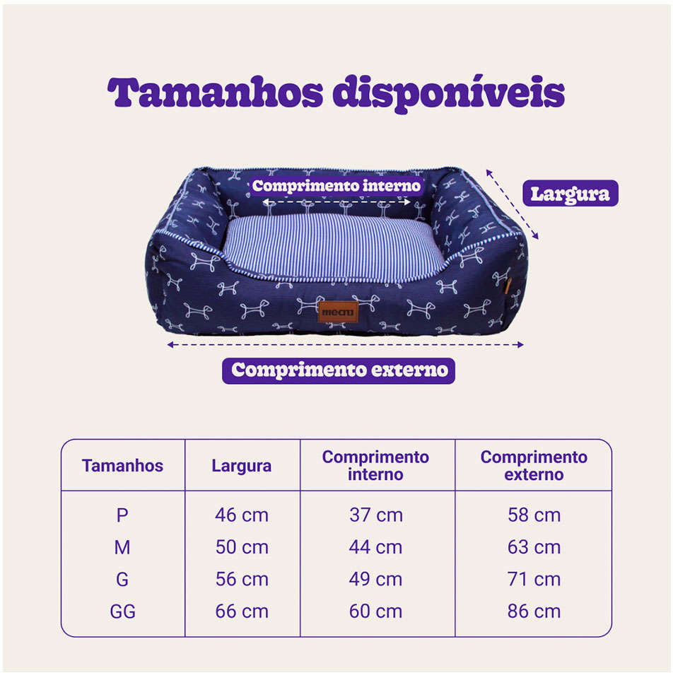 Cama Meau Munique Azul Marinho - Tam. GG