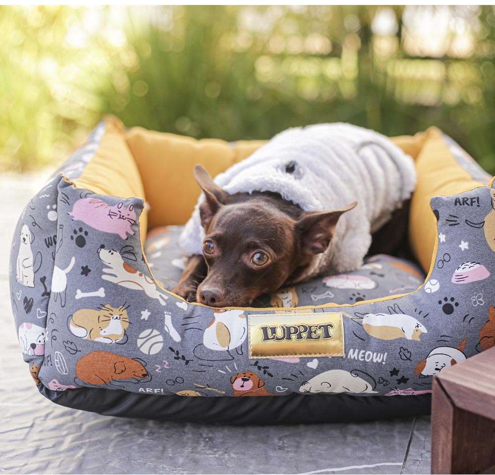 Cama Luppet Quadrada Impermeavel Eco Mostarda - Tam. M