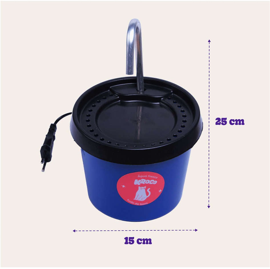 Fonte Bebedouro Kroco Azul para Gatos - Bivolt