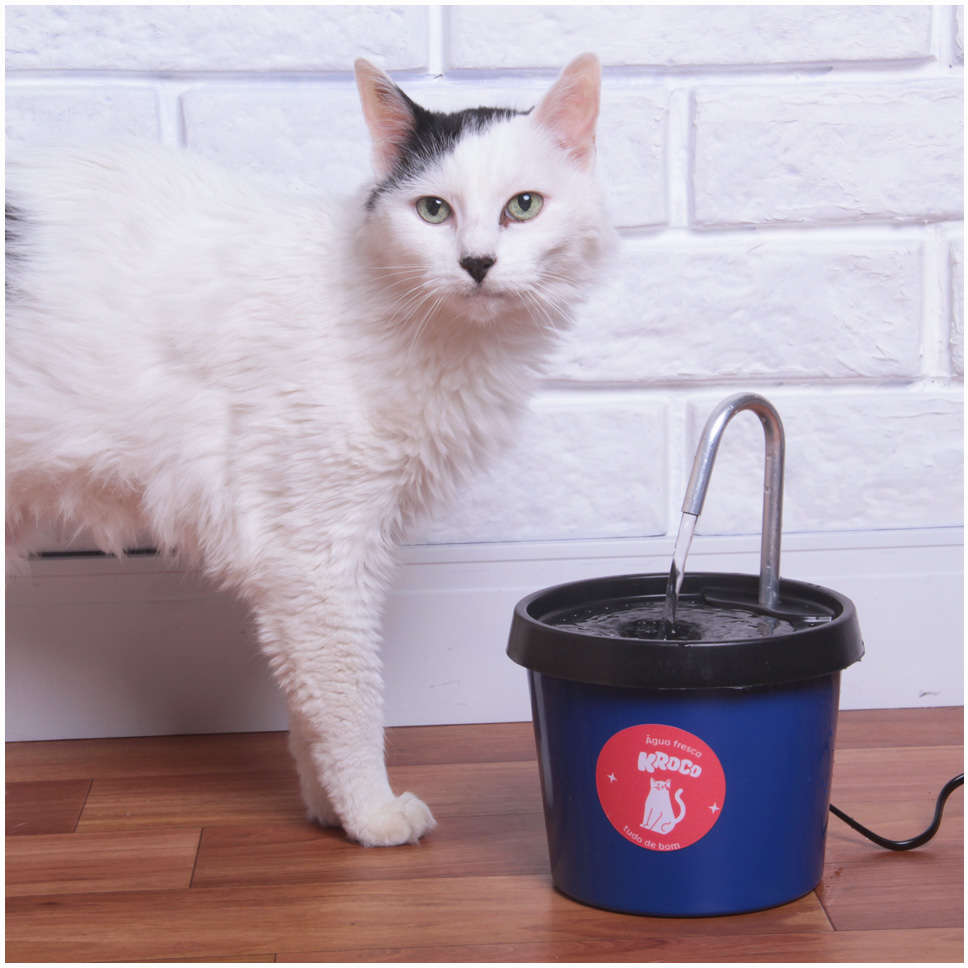 Fonte Bebedouro Kroco Azul para Gatos - Bivolt