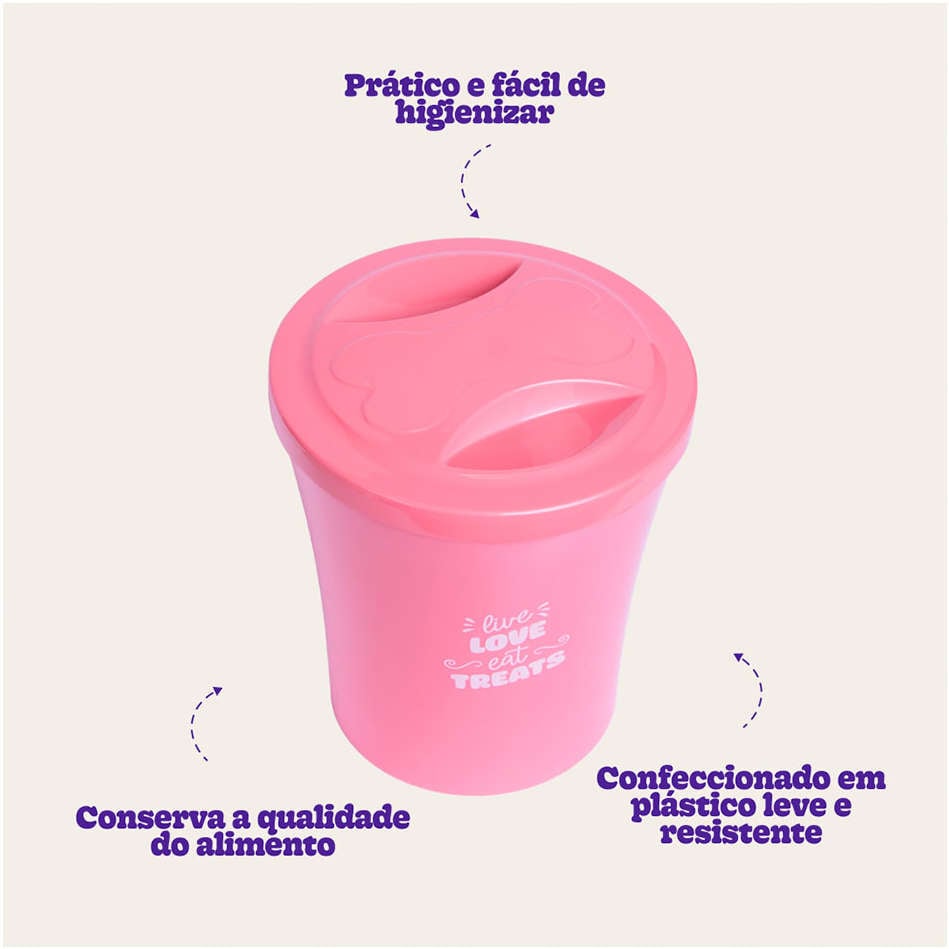 Porta Ração Kroco Redondo Rosa - 3,5Kg