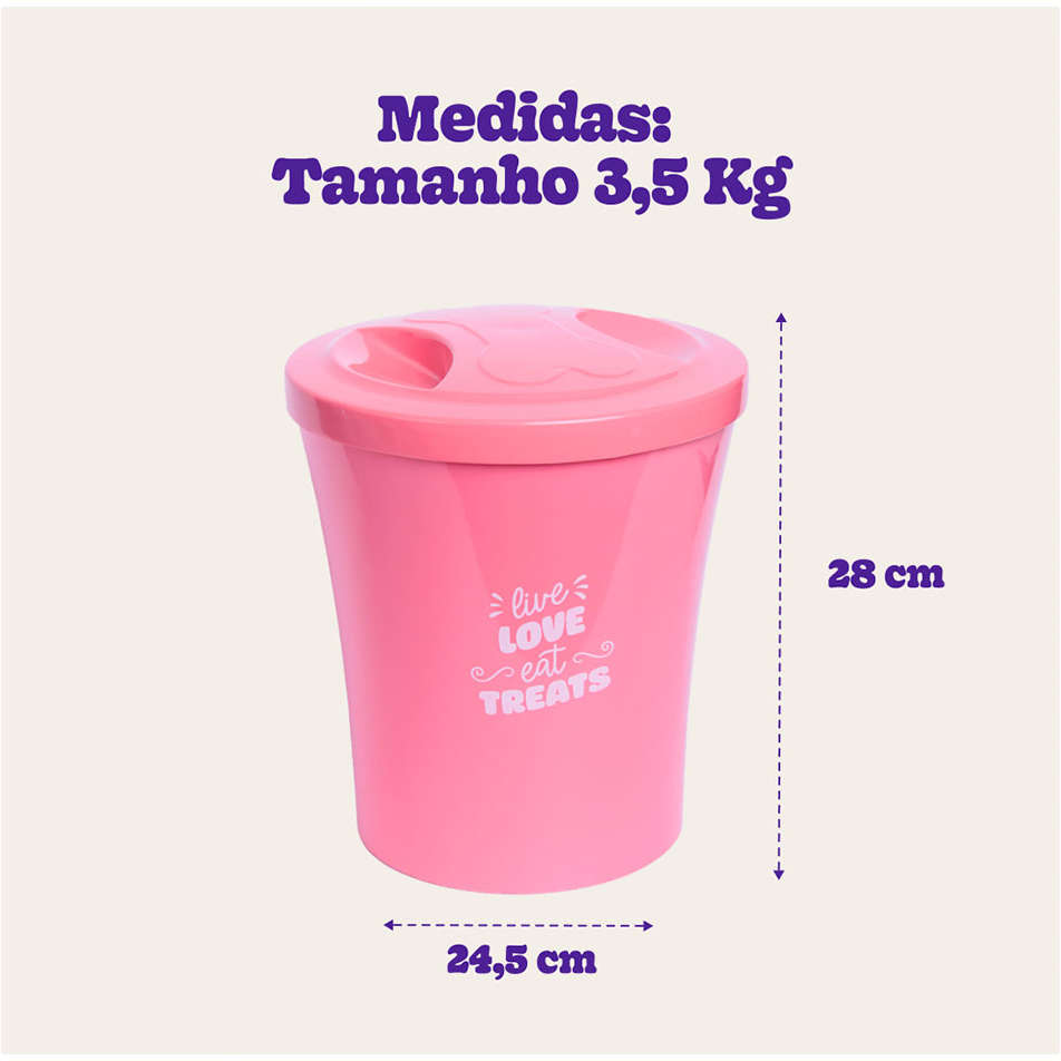 Porta Ração Kroco Redondo Rosa - 3,5Kg