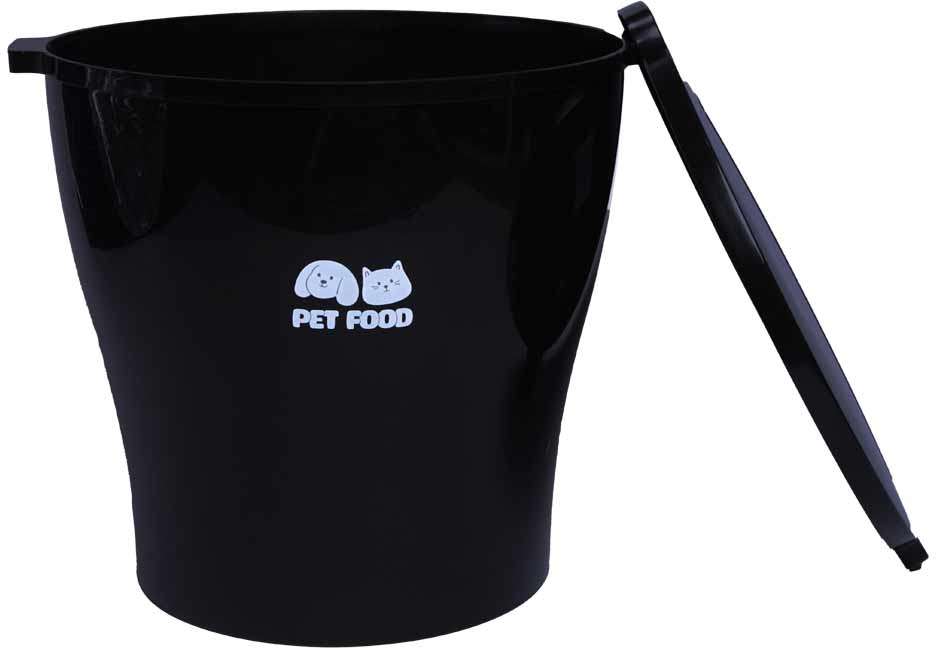 Porta Ração Kroco Redondo Pet Food Preto - 15Kg