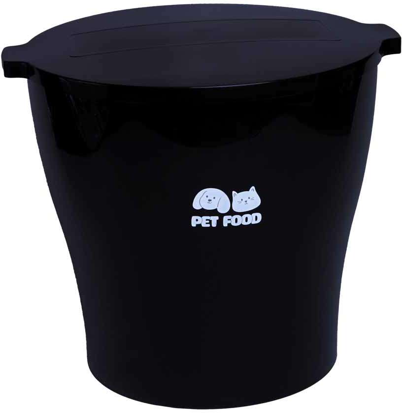 Porta Ração Kroco Redondo Pet Food Preto - 15Kg