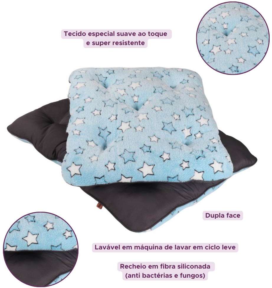 Almofada Pickorruchos Fofucho Dupla Face Azul - Tam. GG