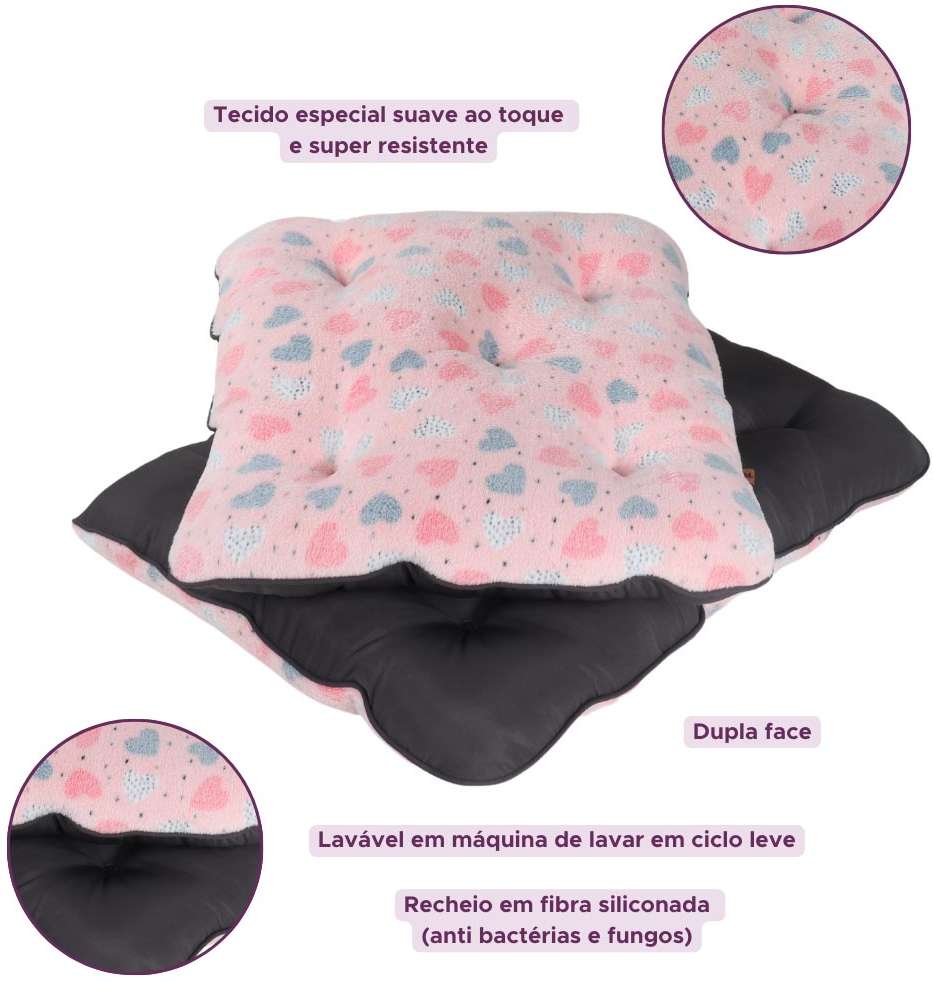 Almofada Pickorruchos Fofucho Dupla Face Rosa - Tam. M
