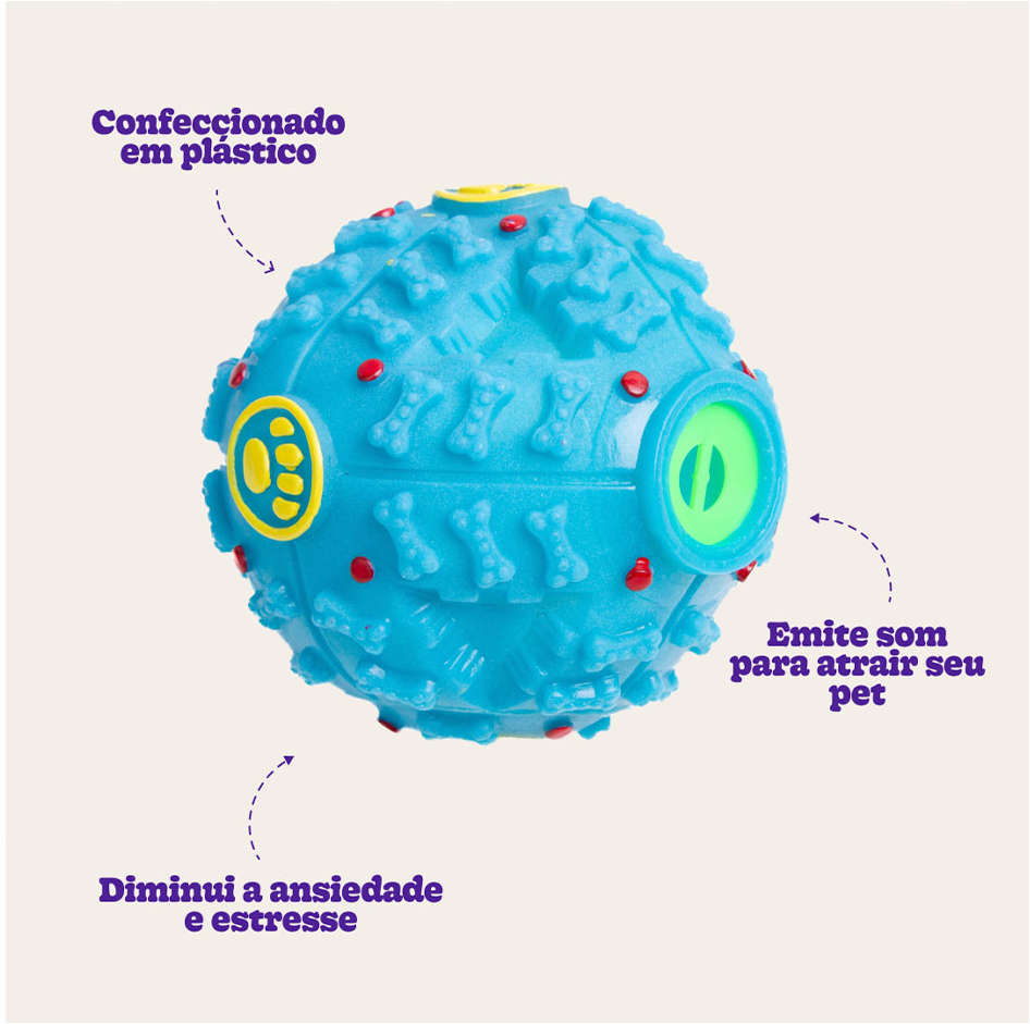 Brinquedo Kroco Bola Interativa Azul para CãeS - Tam. M