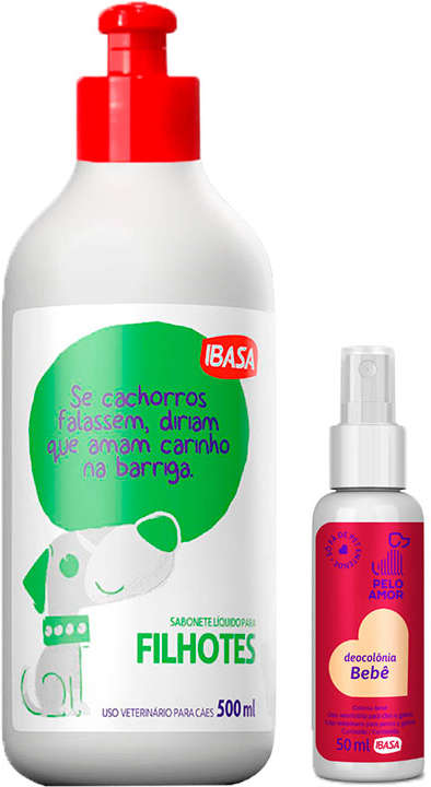 Kit Ibasa Sabonete Liquido e Deo Colônia Bebê para Cães Filhotes - KIT