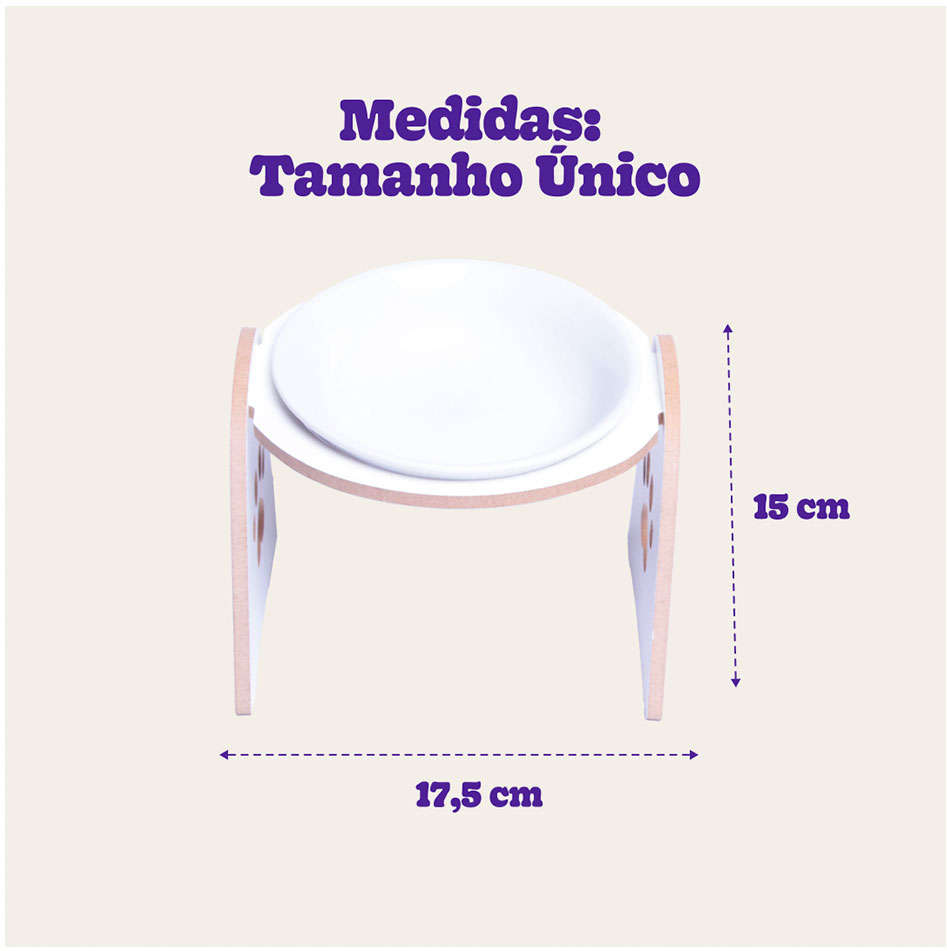 Comedouro Kroco Elevado Branco Porcelana para Gatos - Tam. Único
