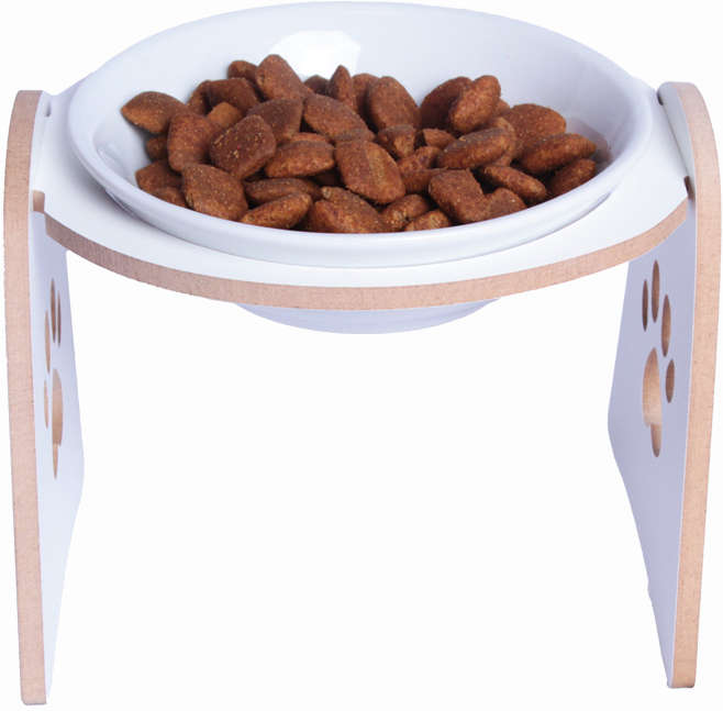 Comedouro Kroco Elevado Branco Porcelana para Gatos - Tam. Único