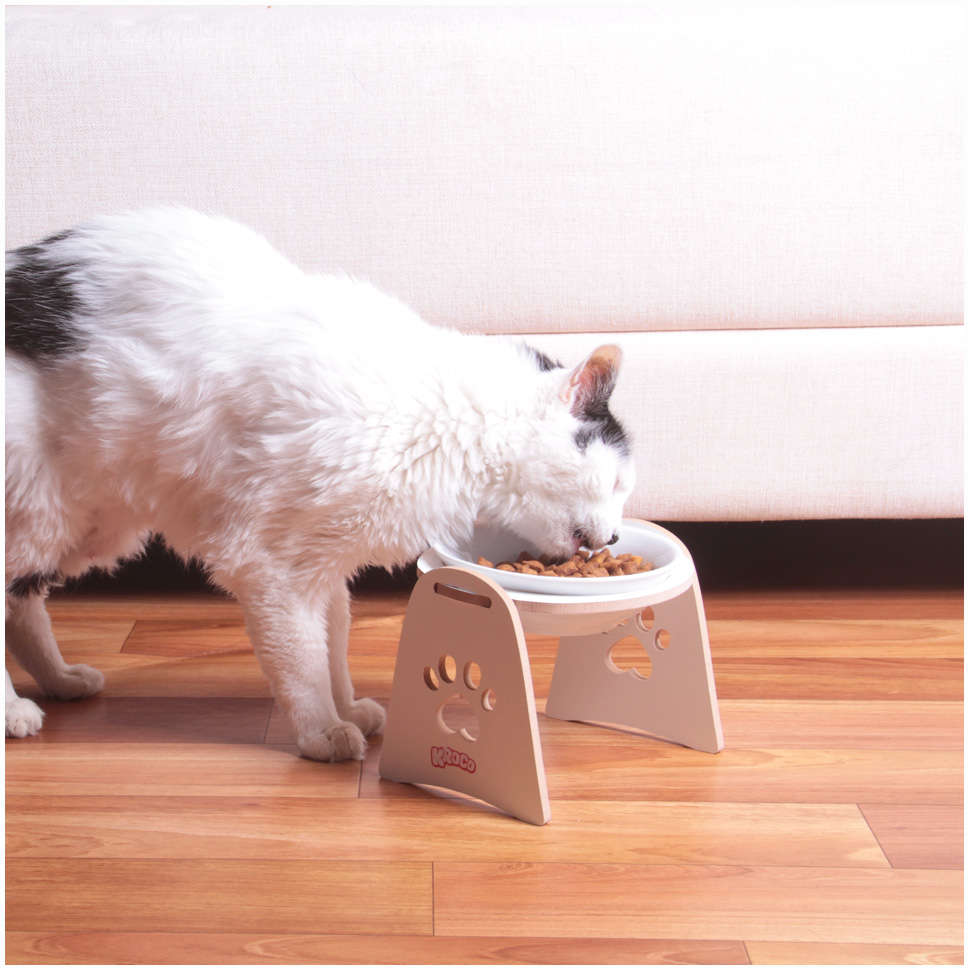 Comedouro Kroco Elevado Branco Porcelana para Gatos - Tam. Único