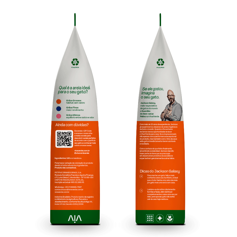 Areia Higiênica Viva Verde Grãos Grossos para Gatos - 4Kg