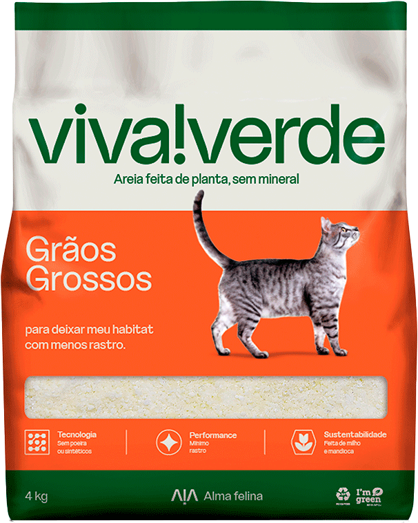 Areia Higiênica Viva Verde Grãos Grossos para Gatos - 4Kg