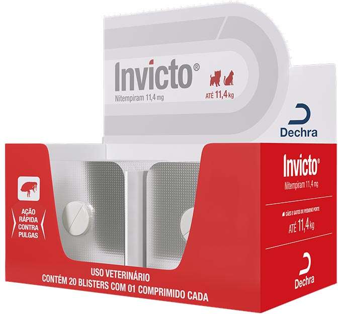 Antipulgas Invicto 11,4 mg para Cães e Gatos até 11,4Kg - 20 Blister