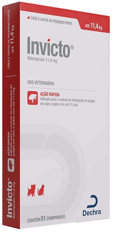 Antipulgas Invicto 11,4 mg para Cães e Gatos até 11,4Kg - 1 Comprimido