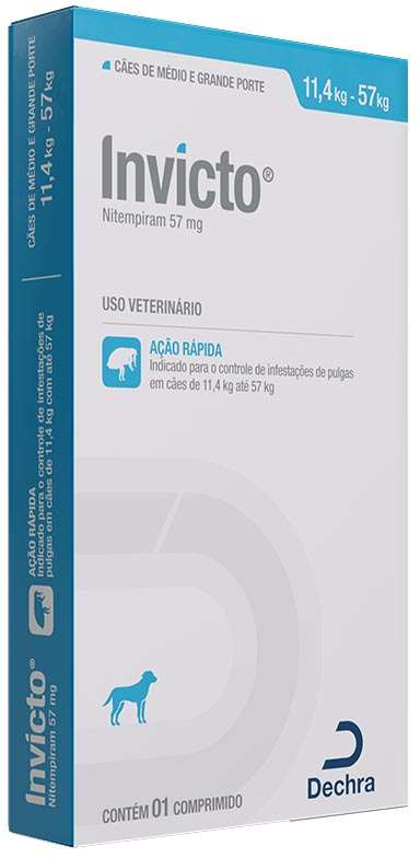 Antipulgas Invicto 57 mg para Cães de 11,4 a 57Kg - 1 Comprimido