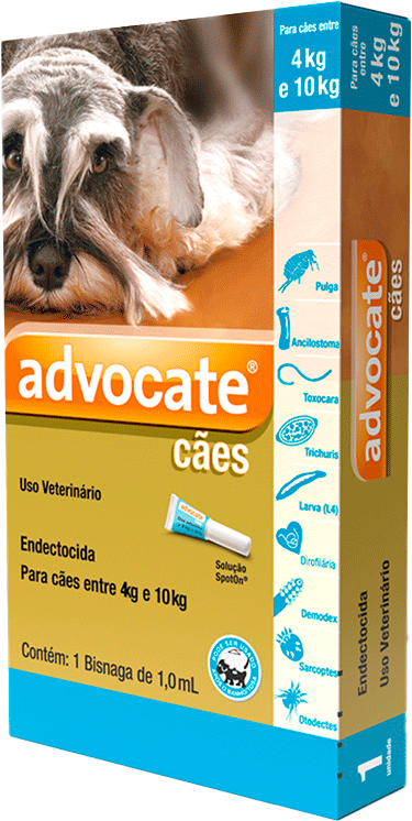 Antipulgas e Vermicida Advocate 100 mg para Cães de 4 a 10Kg - 1 Pipeta