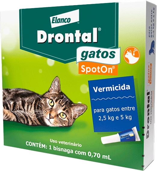Vermífugo Drontal SpotOn para Gatos de 2,5Kg a 5Kg - 1 Bisnaga