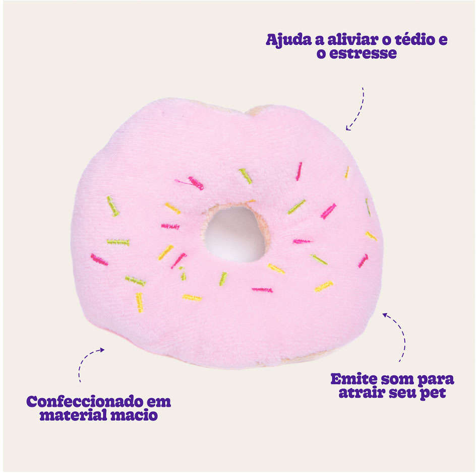 Brinquedo Pelúcia Kroco Donuts Rosa - Tam. Único