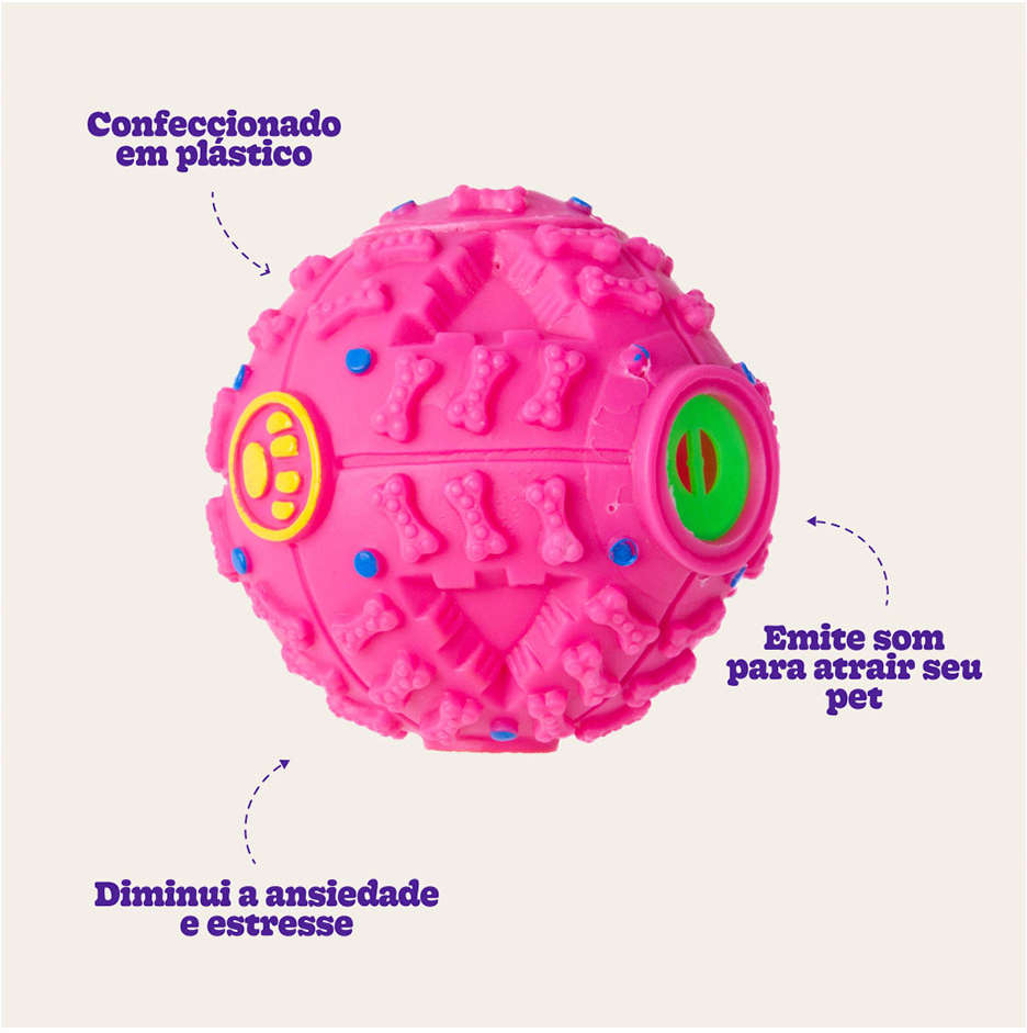 Brinquedo Kroco Bola Interativa Rosa para Cães - Tam. P