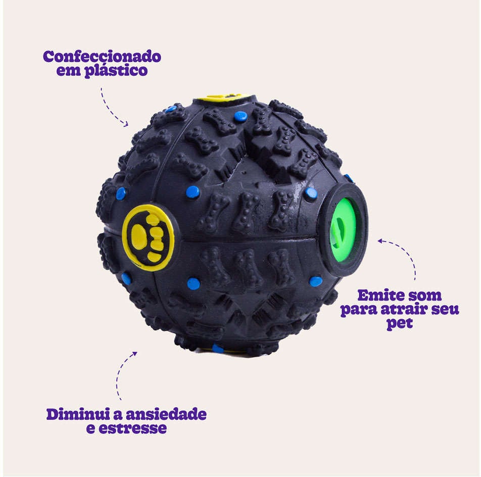 Brinquedo Kroco Bola Interativa Preto para Cães - Tam. M