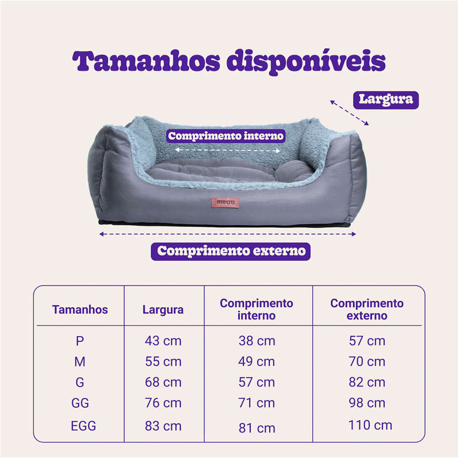 Cama Meau Quatro Estações Cinza - Tam EGG