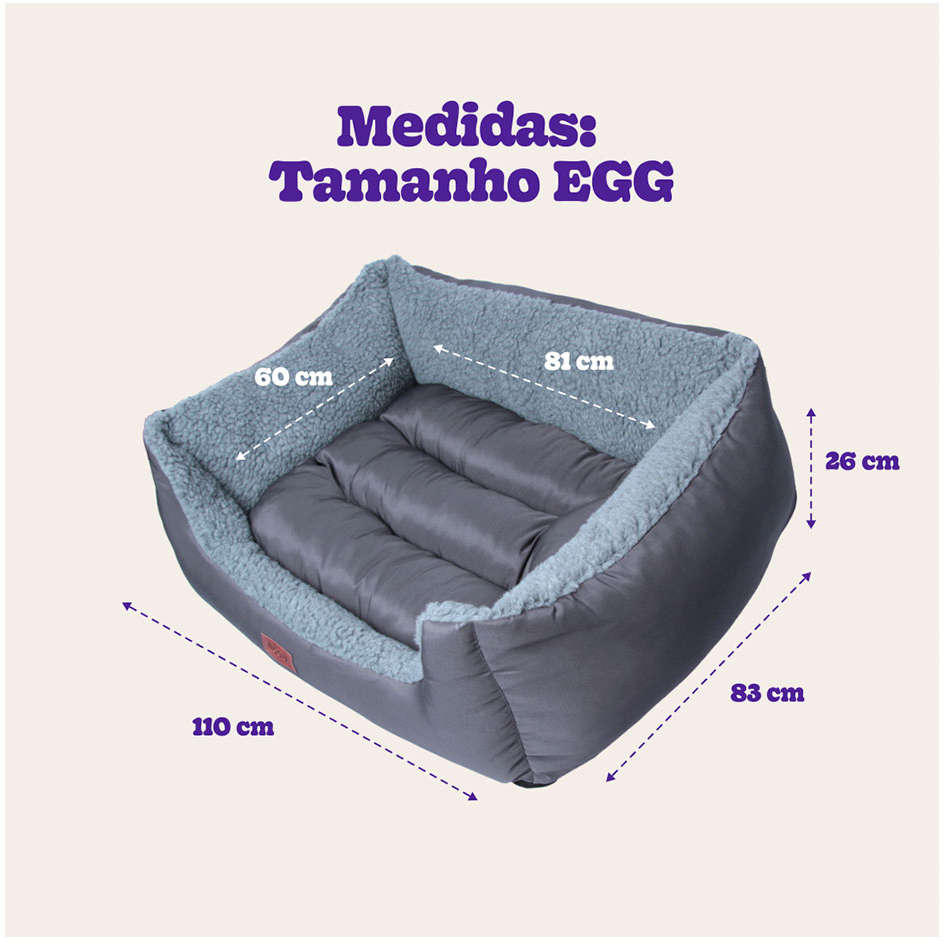Cama Meau Quatro Estações Cinza - Tam EGG