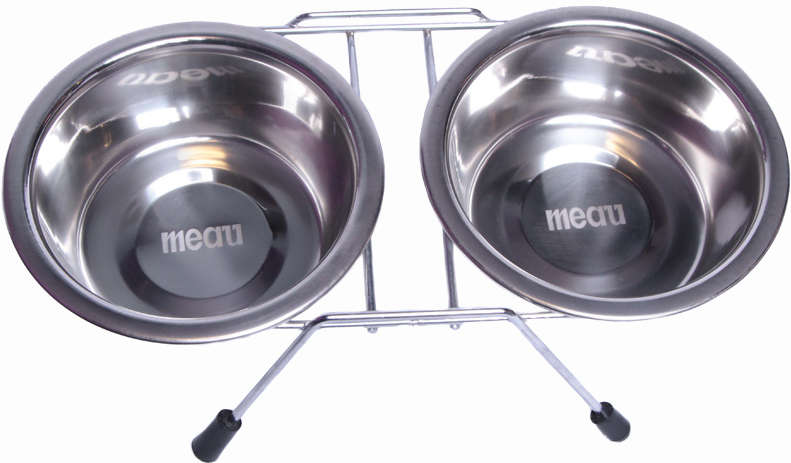 Comedouro e Bebedouro Meau Duplo Inox para Cães e Gatos - 325 mL
