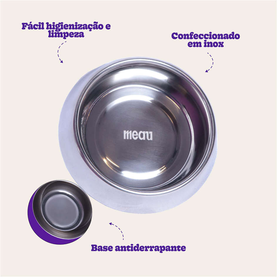 Comedouro Meau Inox para Cães e Gatos - 450 mL