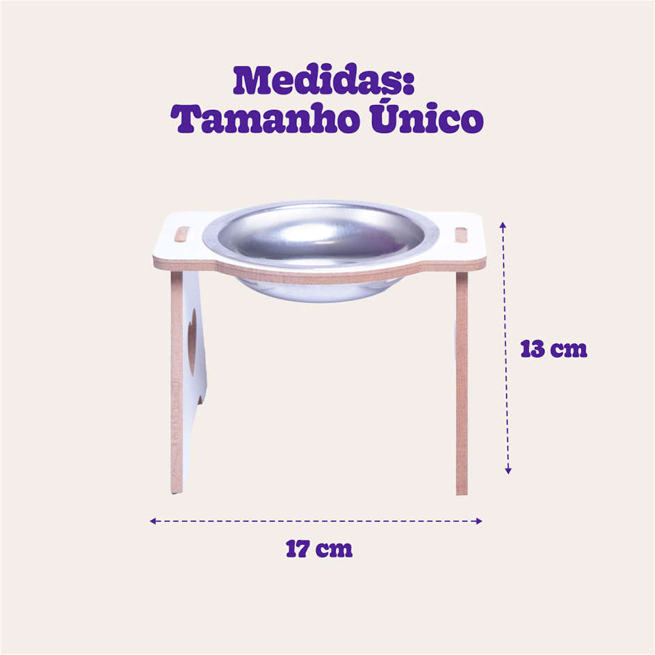 Comedouro Kroco Branco Elevado Alumínio para Gatos - Tam. Único