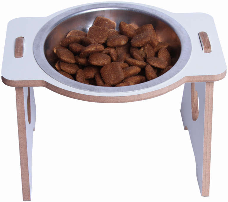 Comedouro Kroco Branco Elevado Alumínio para Gatos - Tam. Único